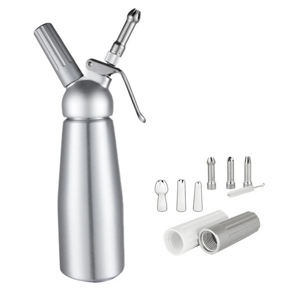 500/1000ml Pure Aluminum Cream Gun Chantilly Siphon Whipped Cream Dispenser Foaming Gun Kitchen Accessories Tools +Nozzle