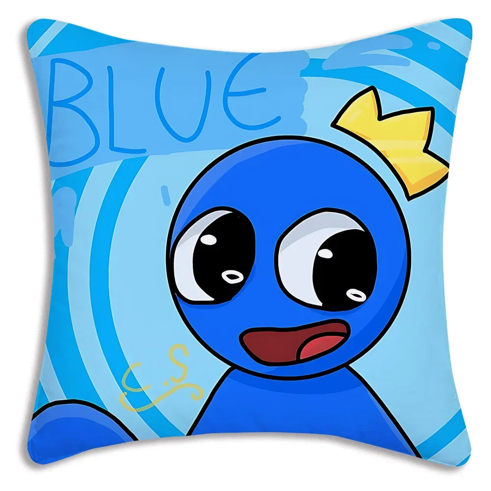 Funny Pillow Covers Cartoon Game R-Rainbow Friends Sofa Decorative Home Double-sided Printing Short Plush Cute Cushion Cover