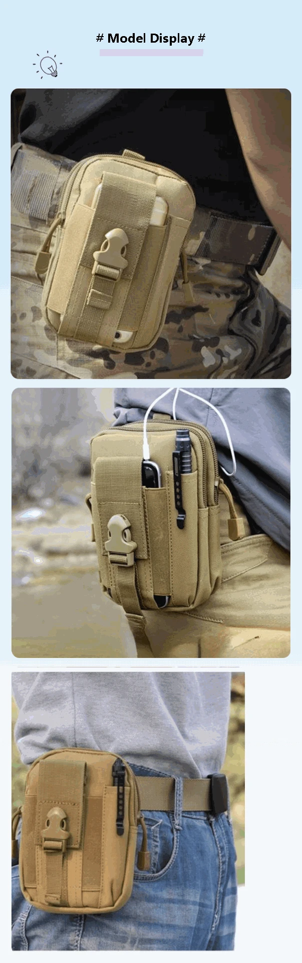 Universal EDC Taktische Molle Tasche Taille Tasche mit Handy Holster Outdoor Gear Tool Gadget Tasche Gürtel Taschen – Detail 10