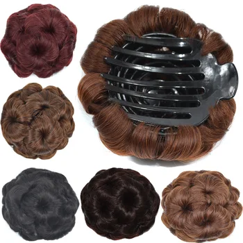 Accessori per capelli sintetici a forma di chignon con clip sono naturali e facili da mantenere, ideali per extension a coda di cavallo e parrucche chignon da donna.