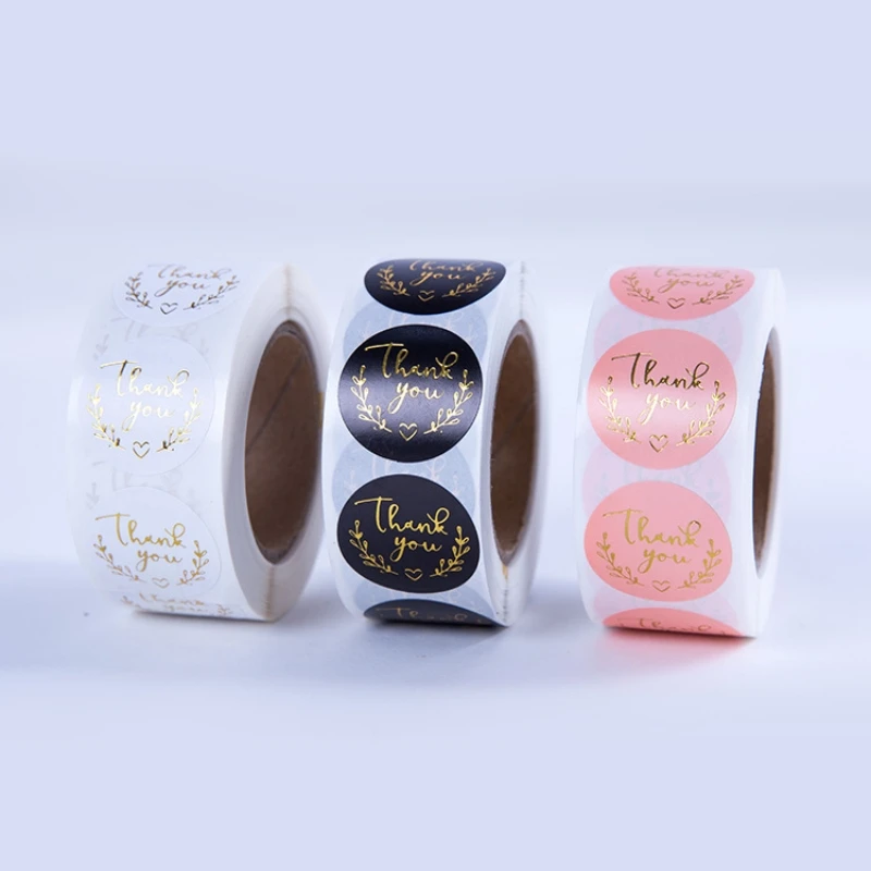 500Pcs 2.5cm/3.8cm Gold Thank You Stickers Round Label For Small Business Baking Packaging Wedding Gift Sealing Stickers Decor