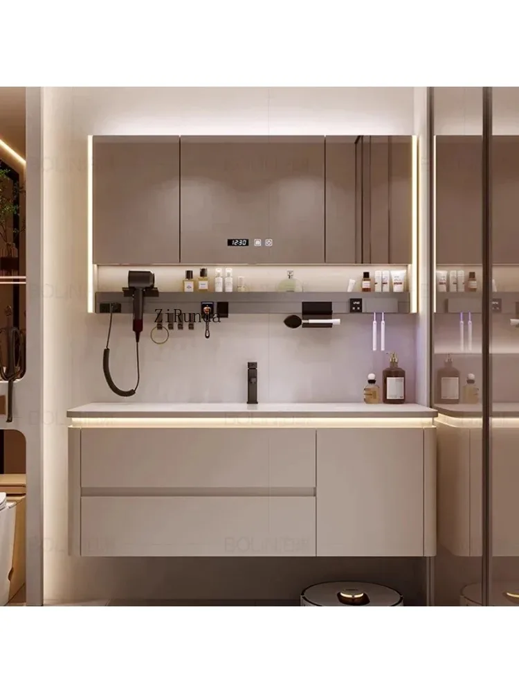 Simple Rock Plate Bathroom Cabinets Wall-mounted Fog-proof Design Smart Mirror Cabinets Home Furniture Arredo Bagno FYBC