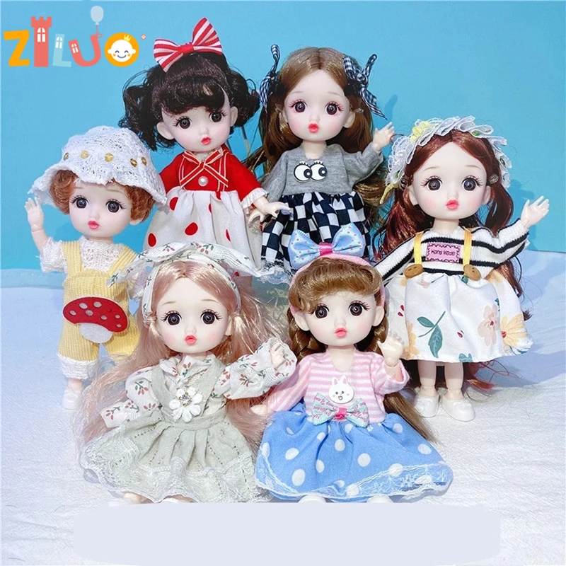 

1/12 BJD Dolls for Girls 16-17cm Princess Dress Up Doll Suit Cute Doll Toys Clothes Accessories Birthday Gifts 3 Years Old Up