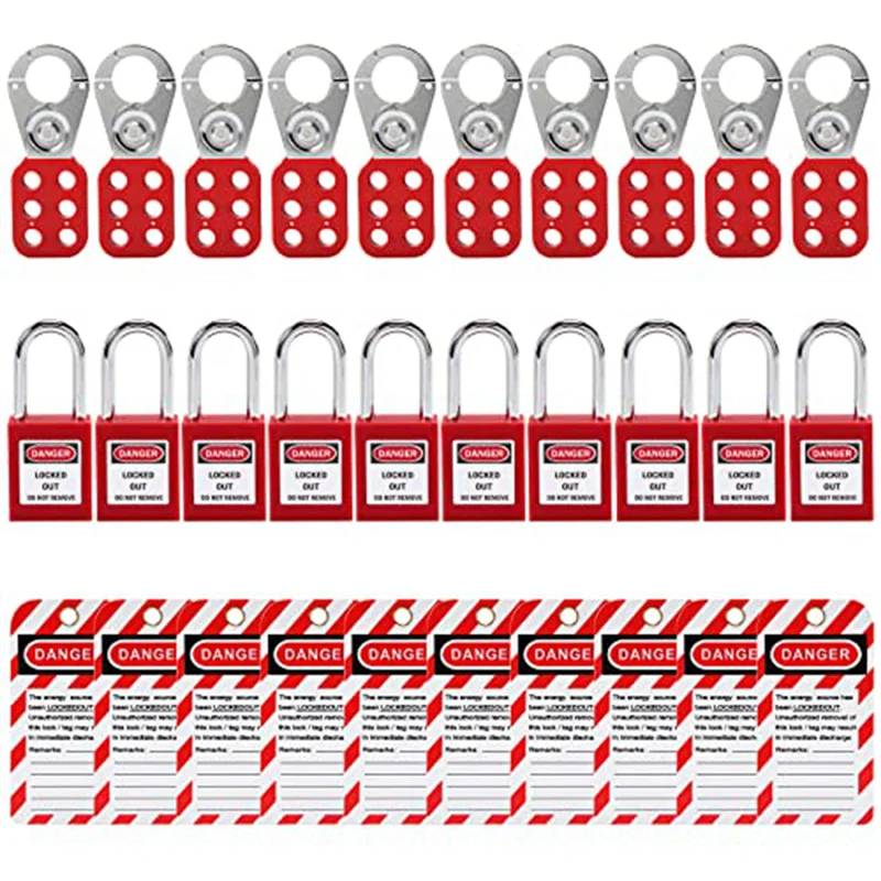 

Ckout Tagout Locks Kit, Lock Out Tag Out SafetyPadlocks Set, Lockout Hasps for Electrical Lock Out Tag Out Station