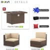 5PCS Patio Furniture Set with 40"Electron Ignition Fire Pit Table Outdoor Sectional Sofa Set forChildren outdoor patio furniture 6