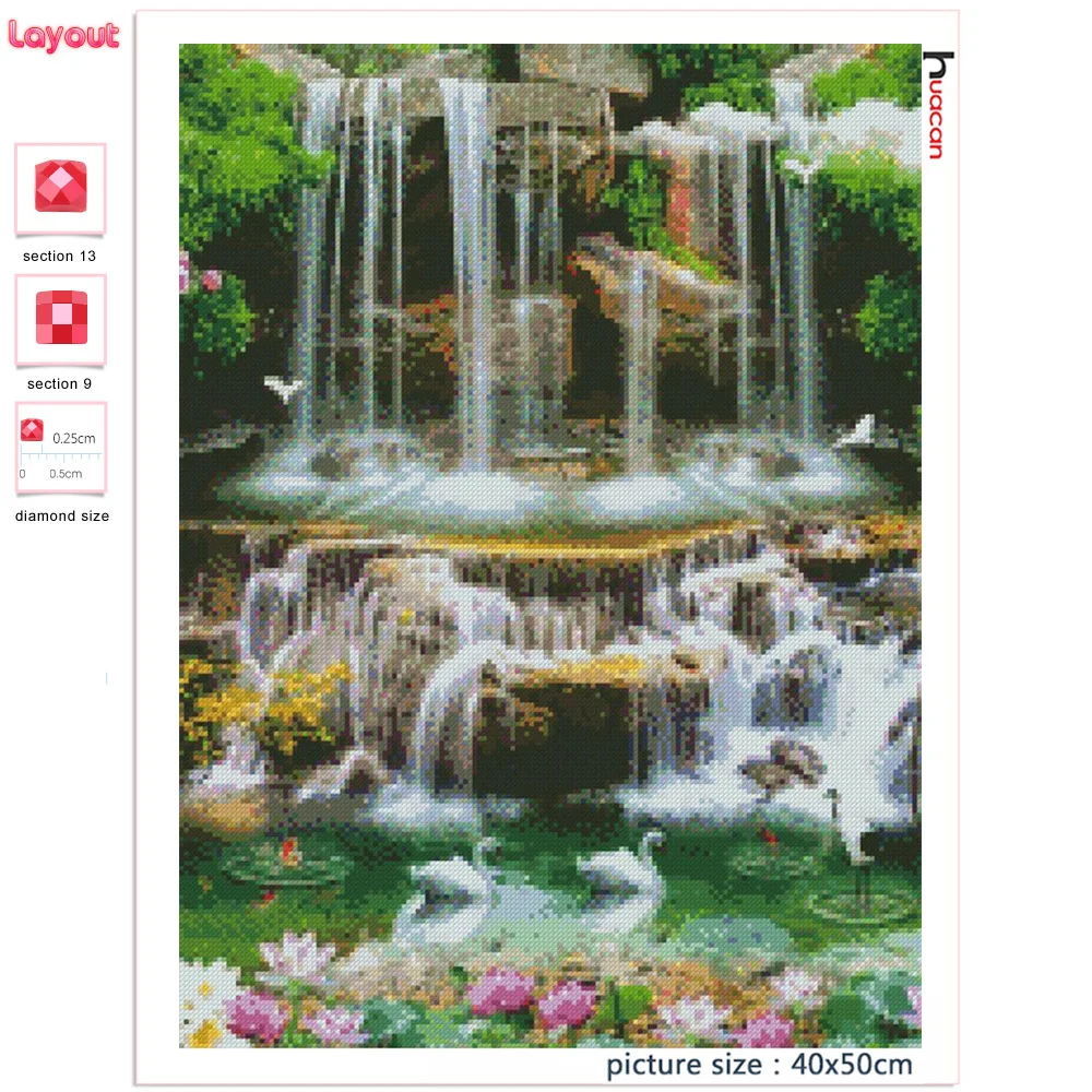 Huacan Full Square/round Diamond Painting Embroidery Tree Landscape Diamond  Mosaic Cross Stitch Waterfall Scenery Home Decor - AliExpress