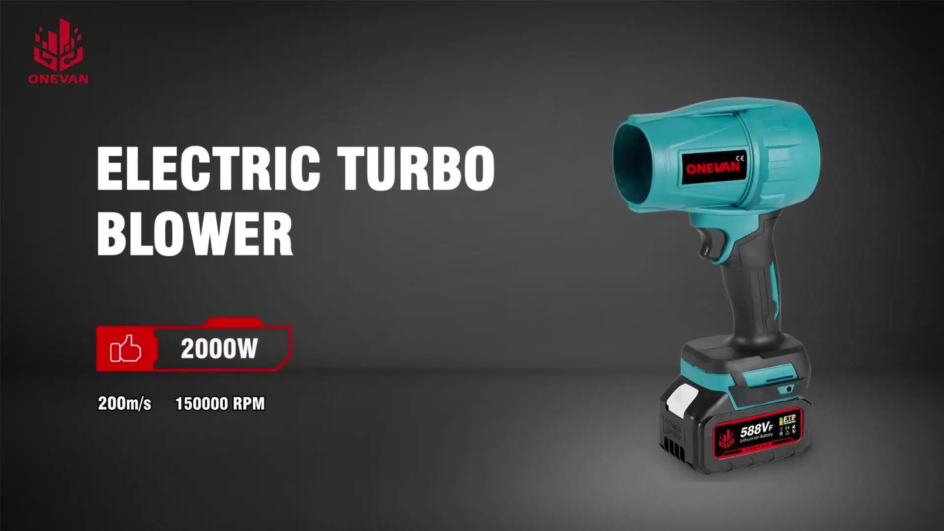 ONEVAN Brushless 3500W Electric Turbo Blower Jet Fan 350M/S Violent Car Dryer Snow Dust Blowing Tool For Makita 18V Battery Pin