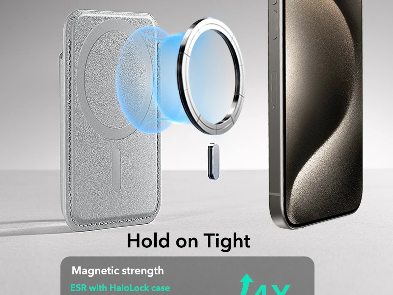 Comparación de fuerza magnética ESR HaloLock Wallet Boost con otras billeteras