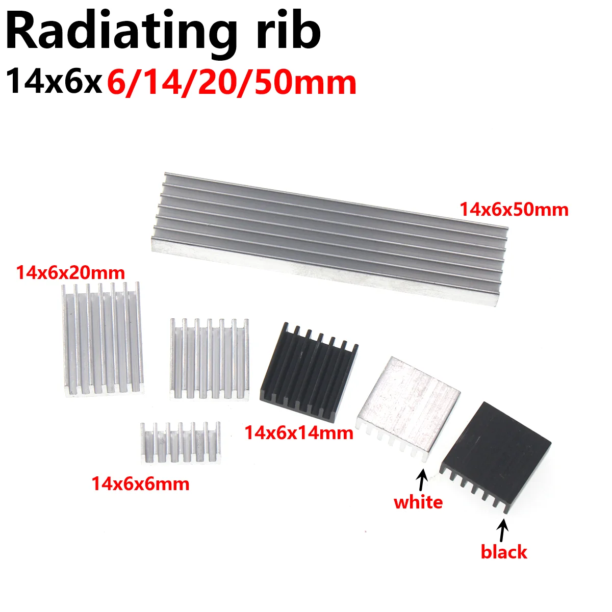 50/20PCS Vacuum tube video memory CPU chip Aluminum radiator 14*6*6/14/20/65mm heat sink/block black/white 12pcs mk8 heater block hotend extruder 0 4mm nozzle throat tube kit for makerbot