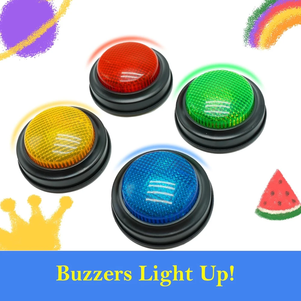 1Set Buzzers for Trivia Games, Answer Buzzers for Classroom, Family Feud Jeopardy Buzzer, Game Show Buzzer Buttons, Party Favors 3