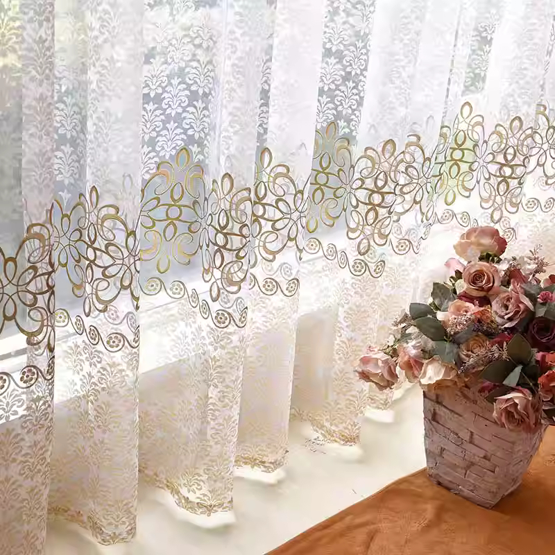 Luxury Modern Home Decoration Elegant Blackout Shade Tulle Yarn Sheer Curtain Blinds for Kitchen,Living Room,Bedroom,Balcony