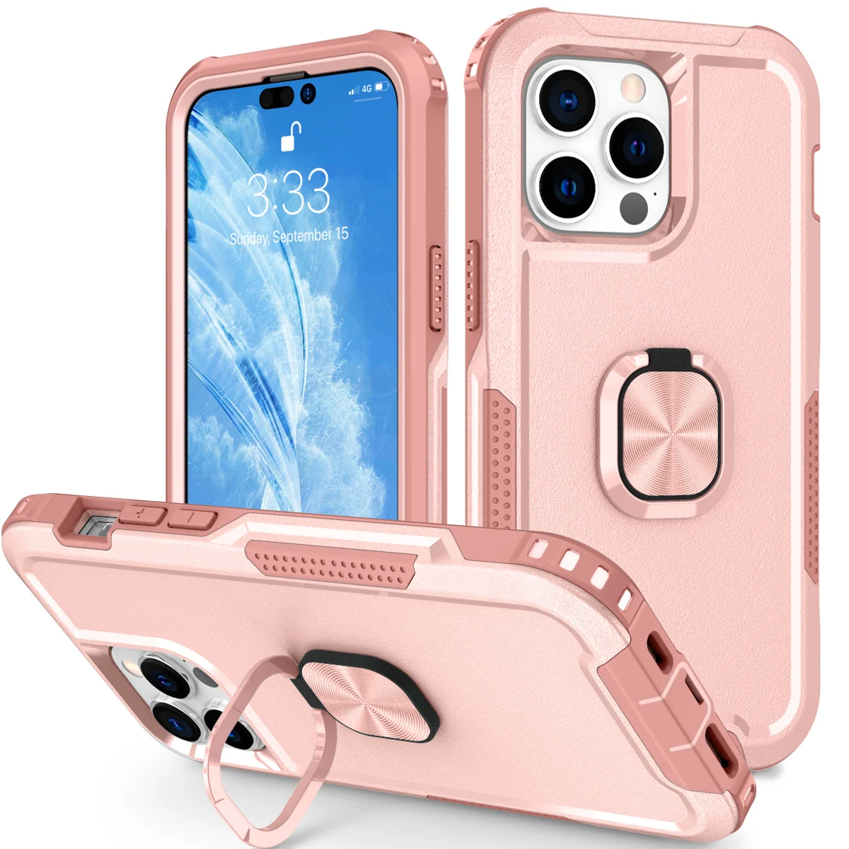 

for iPhone 14 Pro Max Case 2022 Heavy Duty Full Body Shockproof Kickstand with 360° Ring Holder Support Car Mount Hybrid Bumper