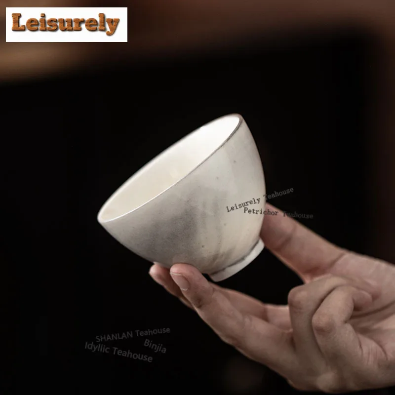 130ML Ink Painting Zhiye Teacup Aesthetic Tea Bowl Tea Cup Set Tea-tasting Fragrance Cup Jianzhan Master Cups Household Cafes