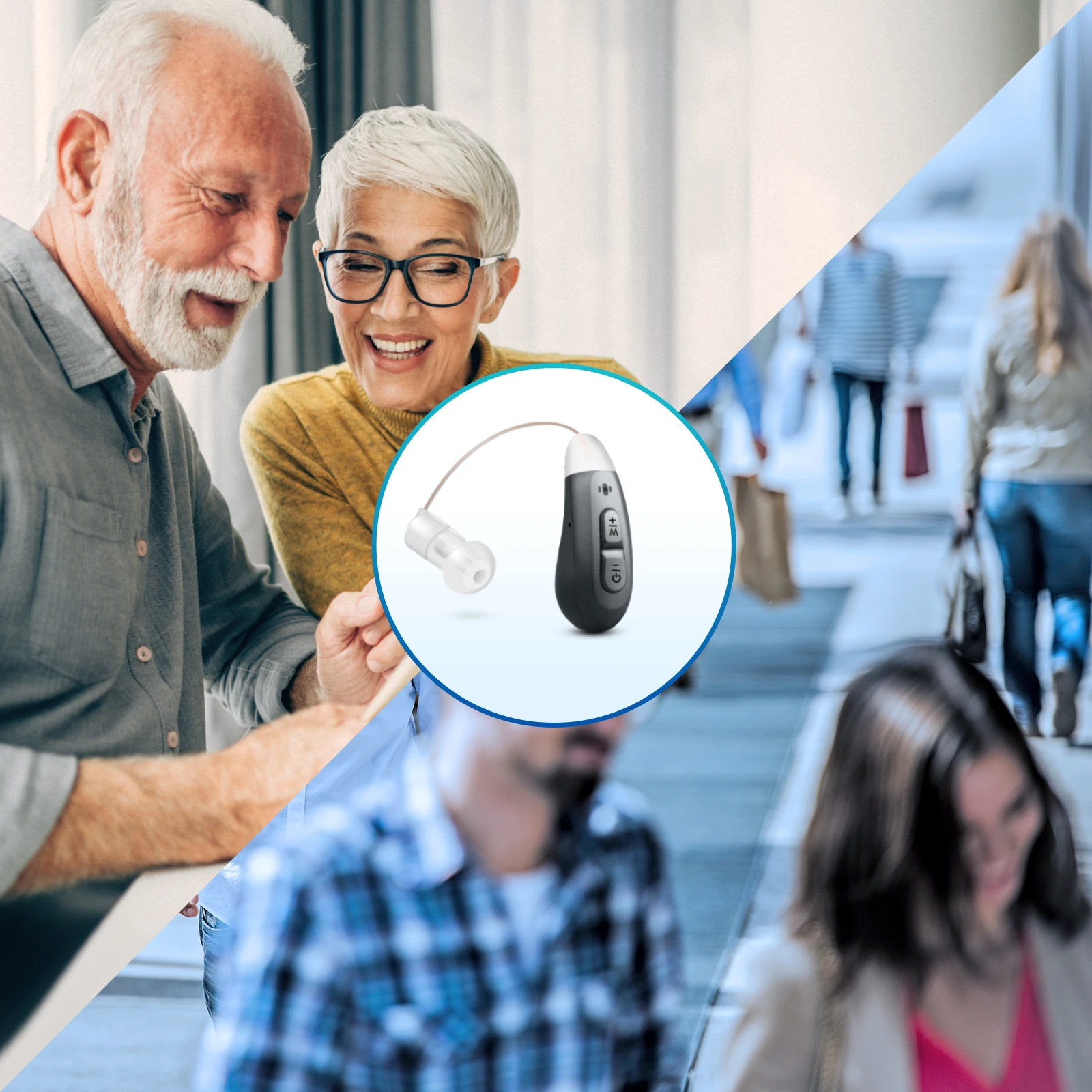 JINGHAO 1Pair Rechargeable Elderly Ear Hearing Aids BTE Visible Hearing Amplifier with Charger Dock Sound Device Grey 6