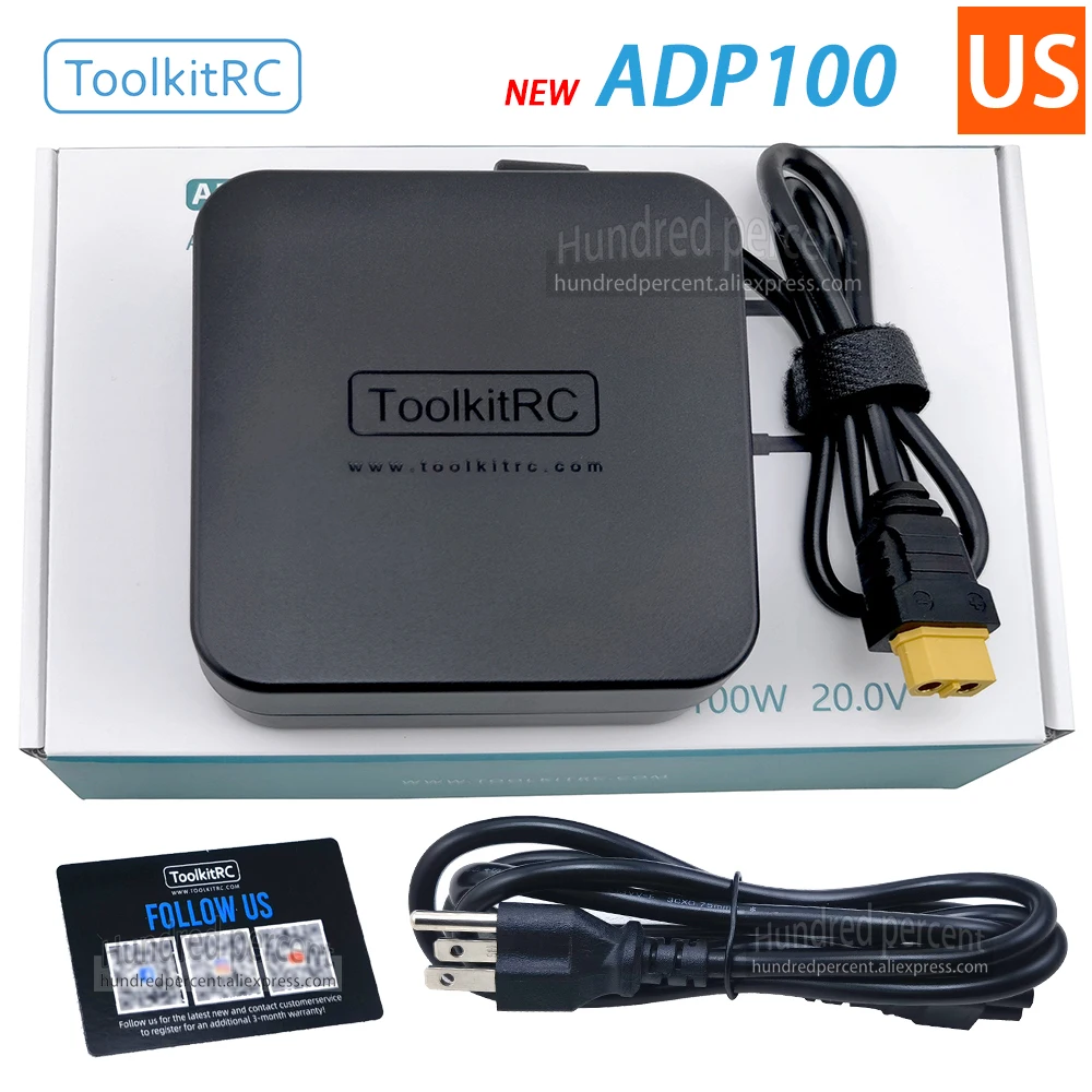업데이트된 ToolkitRC ADP100 20V 5A 100W 전원 어댑터 충전기 XT60 (M6D, M7, M6DAC V2, M8P, M4P, ISDT Q8, Q6, GT Power, Hota, HTRC, 