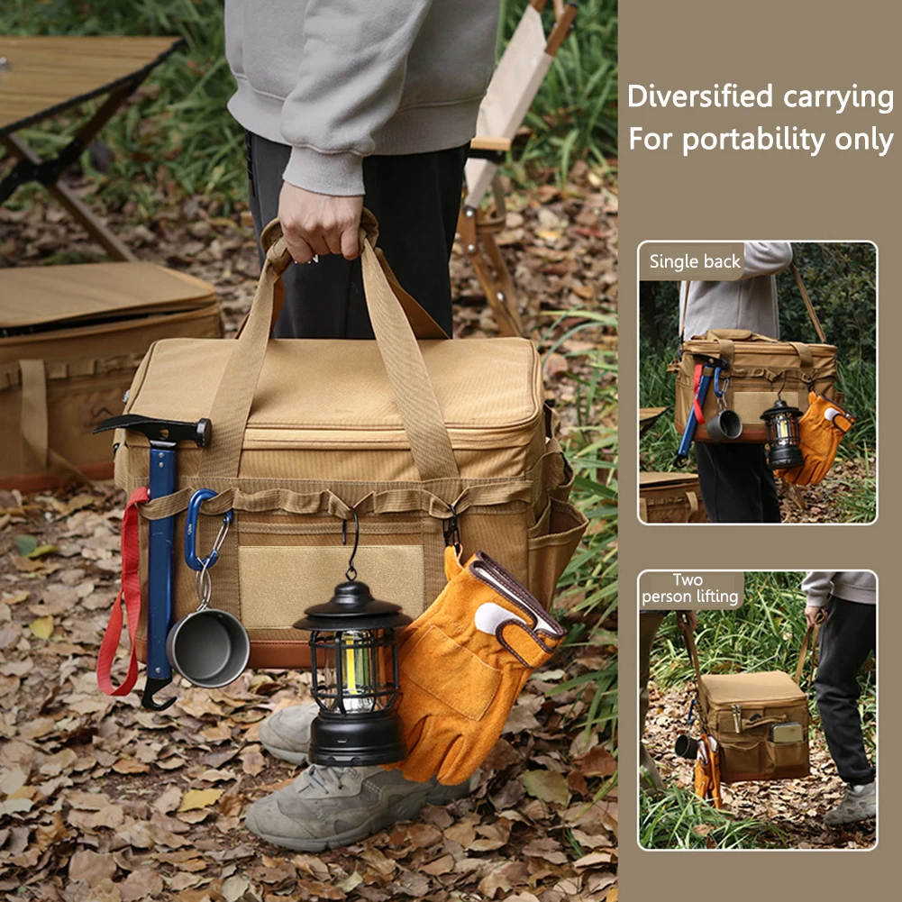 Camping Storage Bag Handheld Hard Picnic Storage Bag Cooking Utensil Organizer Detachable Travel Picnic Bags Camping Supplies