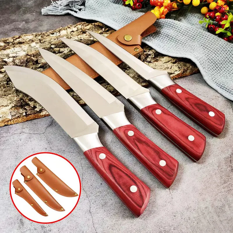 

1-3 Piece Set Kitchen Knife Stainless Steel Butcher Boning Knife Cleaver Meat Beef Fish Slicing Knife Plastic Handle Chef Knives