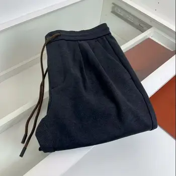 Pantaloni casual dritti in vita elastica in misto lana autunno e inverno italiano LP Old Money Wind 25 1