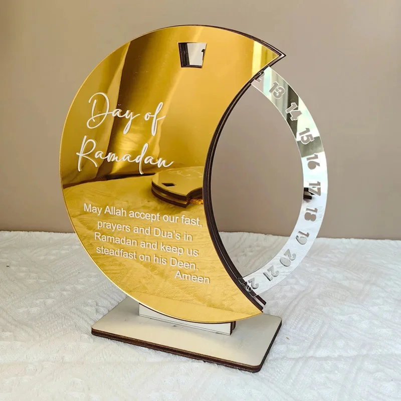 

Акриловый Настольный календарь для Рамадана, планшетов с вращающейся датой для Рамадана 2024, декор для Рамадана ИД Мубарак, мусульманские украшения