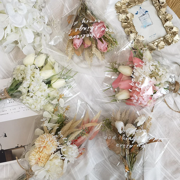 Whitney Wedding Collection Ivory Artificial tulip Pink hydrangea Bridesmaid bouquets for wedding Ramo de Novia Boda