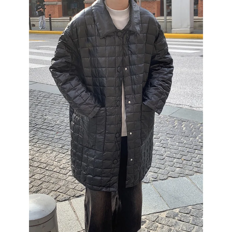 

Winter Down Jacket Men Warm Coffee Black Thickened Leather Jacket Men Oversized Korean Loose Long Coat Mens Thick Trench Coat