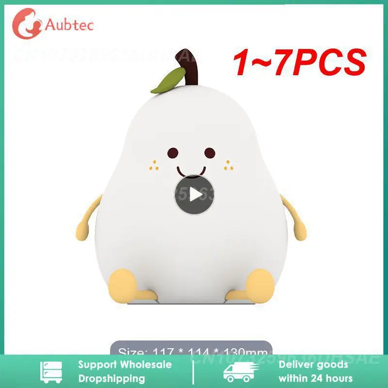 

1~7PCS Kawaii Pear Night Light With Legs Touch Sensor Portable Led Silicone Lamp Nursery Decor For Toddler Baby Christmas New