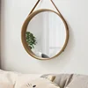 Perforation-free Vanity Mirror Wall-mounted Round Thickened Wooden Border Dressing Mirrors Bathroom Mirror Makeup Mirror 4