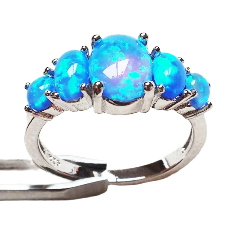 ON SALE High Quality Blue / White Fire Opal Ring Accessory AliExpress