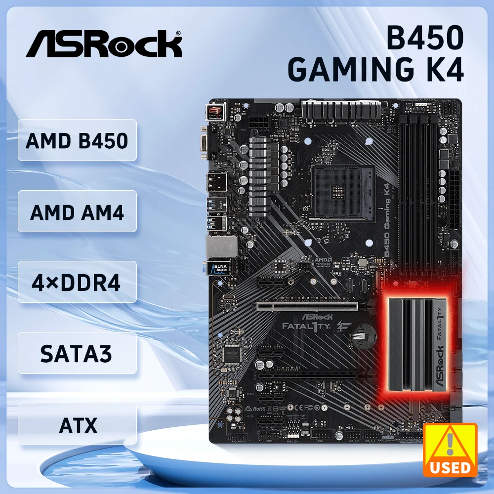 

B450 B450M Motherboard ASRock B450 Gaming K4 AMD AM4 support Ryzen 5 5600 4700G cpu DDR4 64GB PCIe 3.0 M.2 USB 3.1 ATX