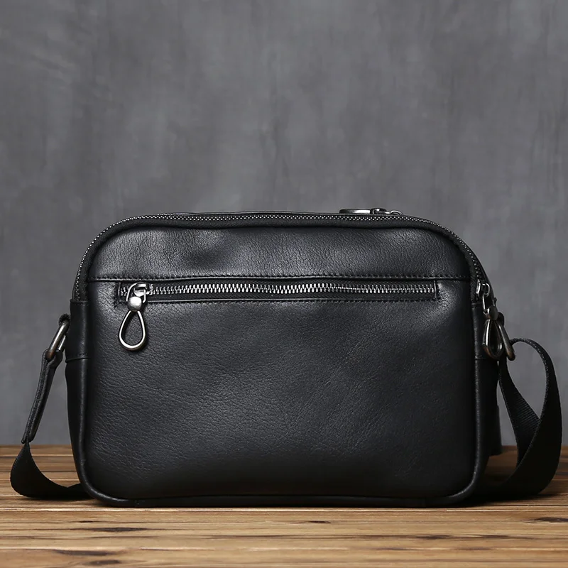 NZPJ Vintage Genuine Leather Men's Shoulder Bag Natural Cowhide Crossbody Bag Casual Men's Bag  Fashion For 9.7-Inch Tablets