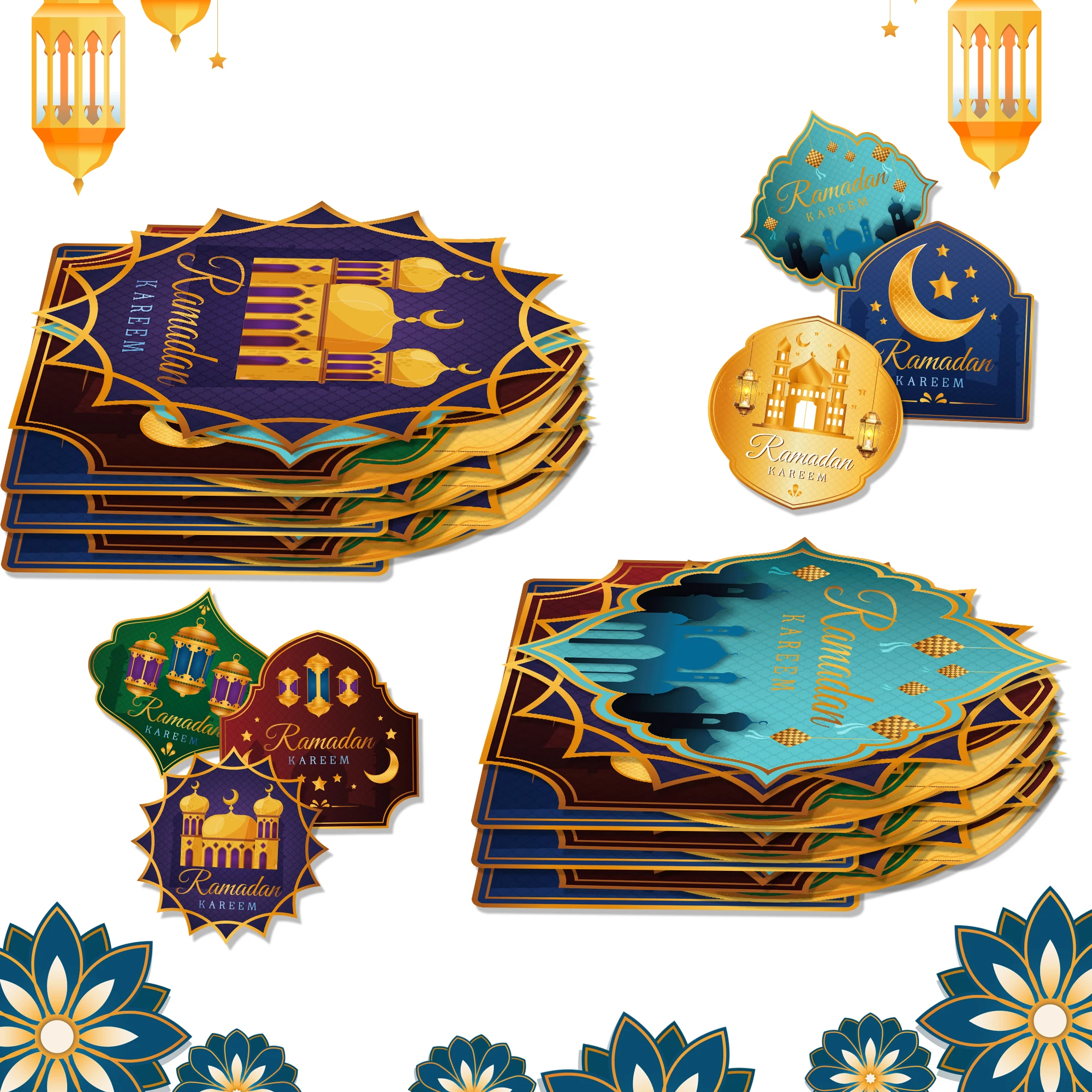Eid Ramadan Tischläufer Tischset für Esstischdekoration, Mubarak Moon Tischdecke Tischdecke für Eid-ul-fitr Partyzubehör – Detail 21
