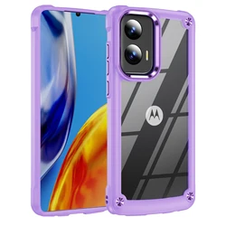 Clear Flexible Frame Protective Phone Case - Shockproof Cover for Pc + tpu (PURPLE)