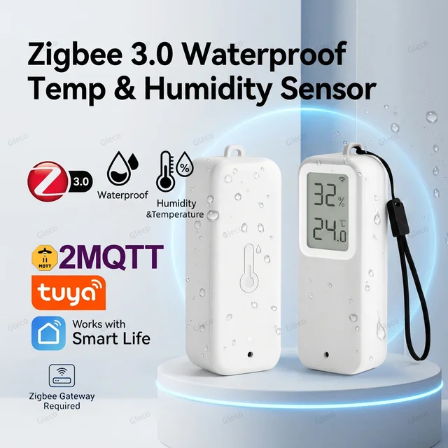 Zigbee 3.0 Temperature Humidity Sensor IP65 Waterproof Tuya Smart Life Indoor Outdoor Smart Home Sensor Zigbee Gateway Required