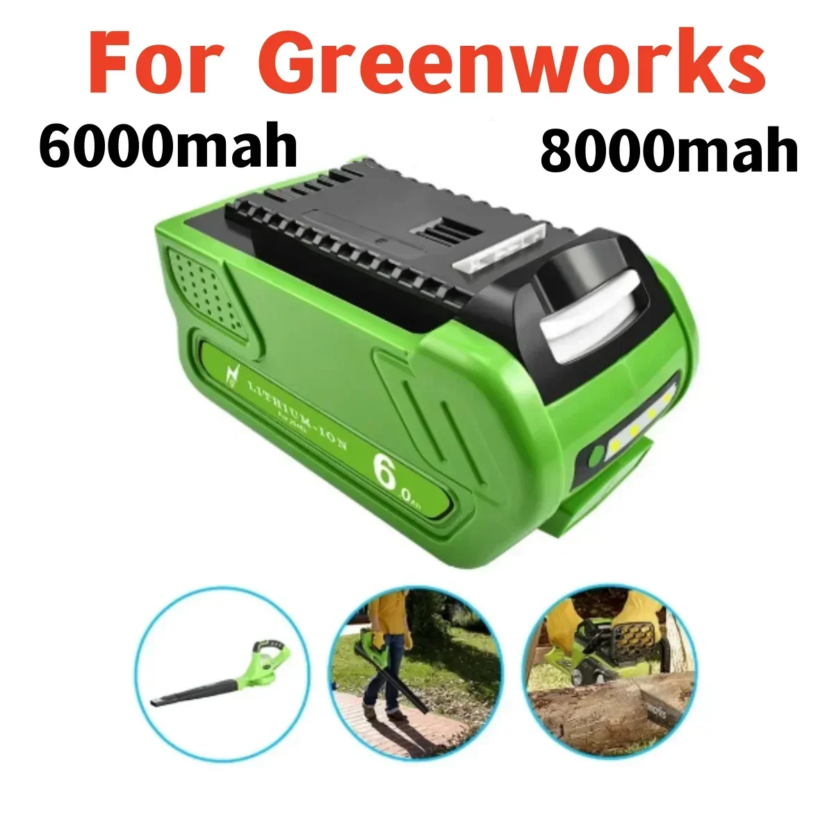 

40v 6.0/8.0Ah Battery For Greenworks 29462 29472 29282 G-MAX GMAX Lawn Mower Power Tools Li-ion Rechargeable Battery