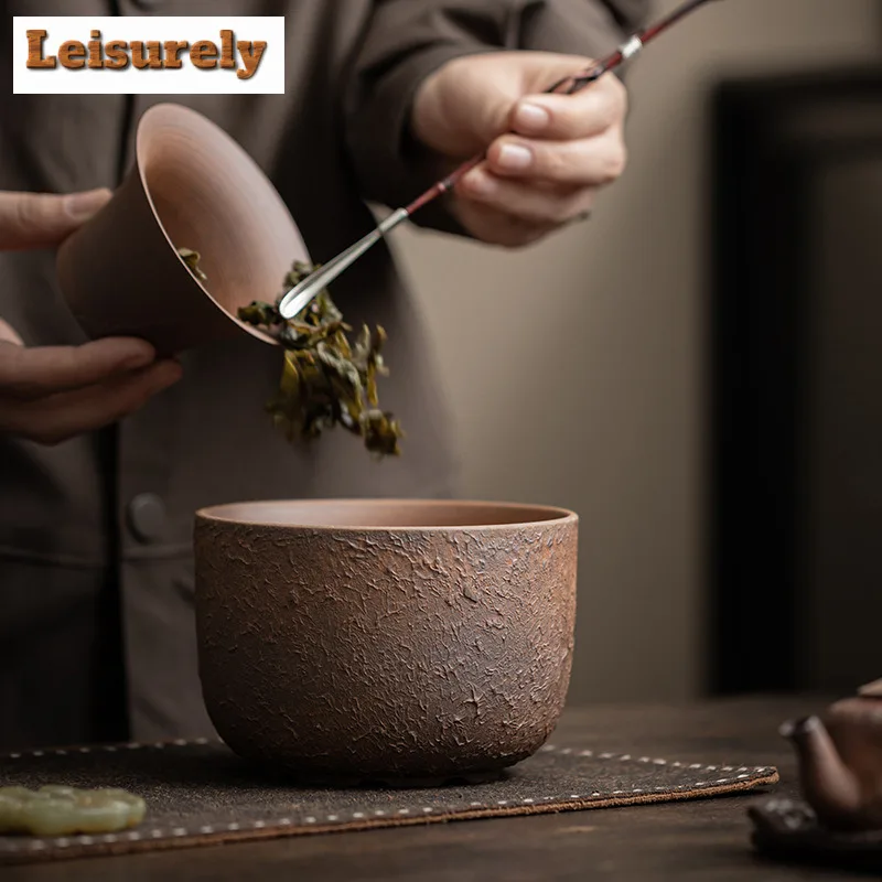 600ml Old Rock Clay Jianshui Retro Tea Washing Basin Tea Garbage Can Tea Dust Cylinder Barrel Chaxi Cha Equipment Collection