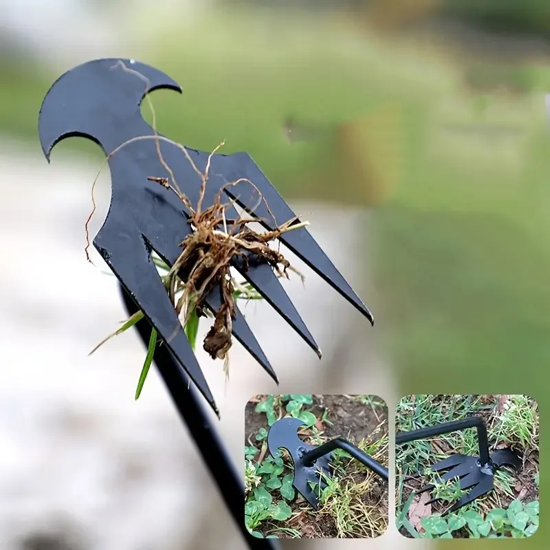 Weeding Tool 4 Teeth Hand Weeder Weed Removal Dual Purpose Garden Weed Pulling Tool