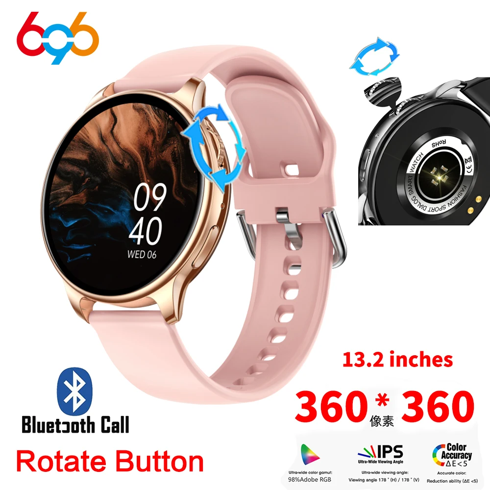 

696 New BT Call Smart Watch Men Women Rotating Button Smartwatch Heart Rate Test 1.32 Inch 360*360 Relojes Inteligentes Ladies