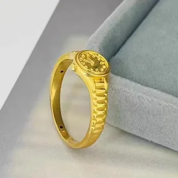 Small Watch Ring Real 18K Gold Ring for Woman Luxury Quality Fine Jewelry AU750 Ring Party Gift