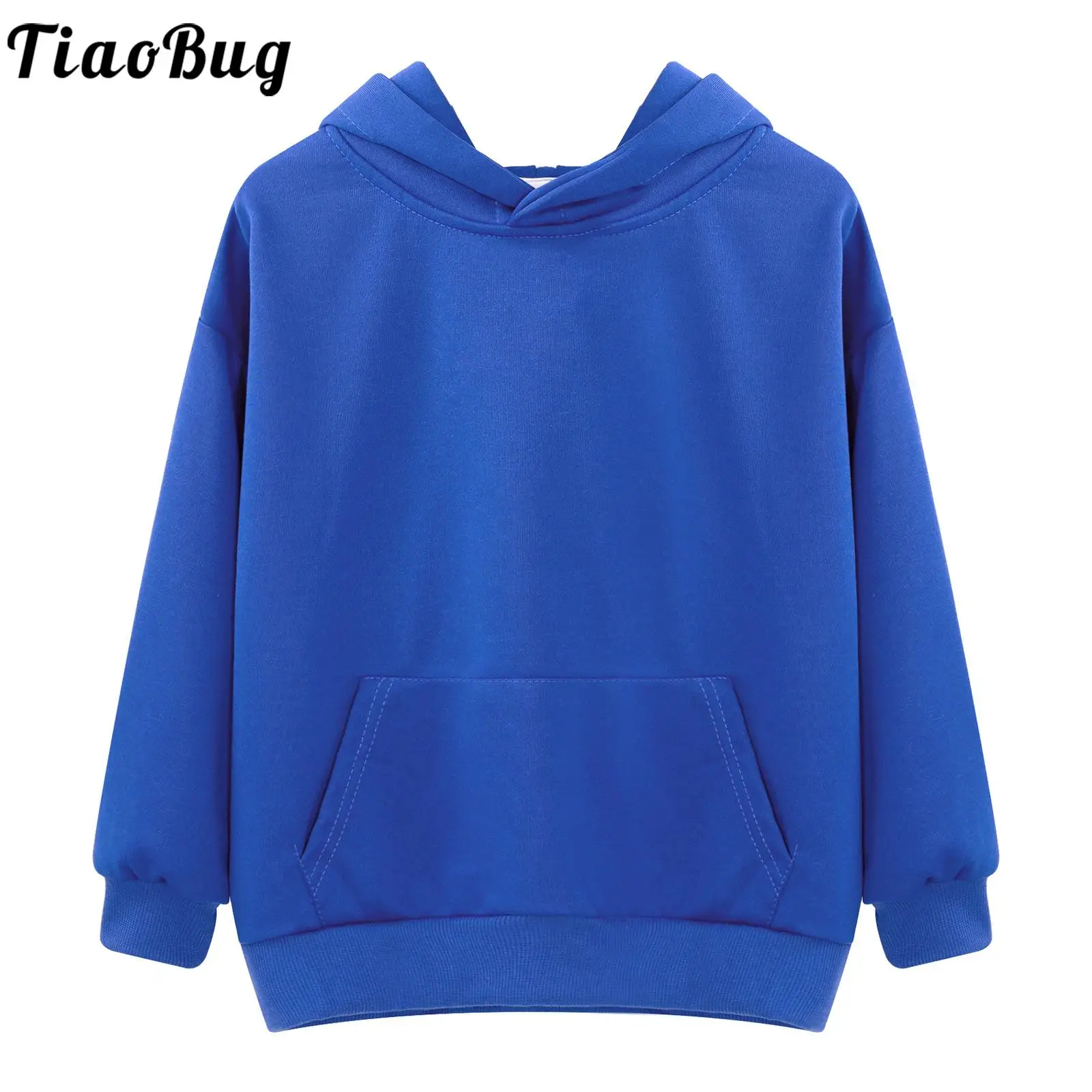 

Unisex Kids Boys Girls Loose Pullover Hoodie Casual Solid Color Long Sleeve Hooded Sweatshirt with Pockets for Camping Sports