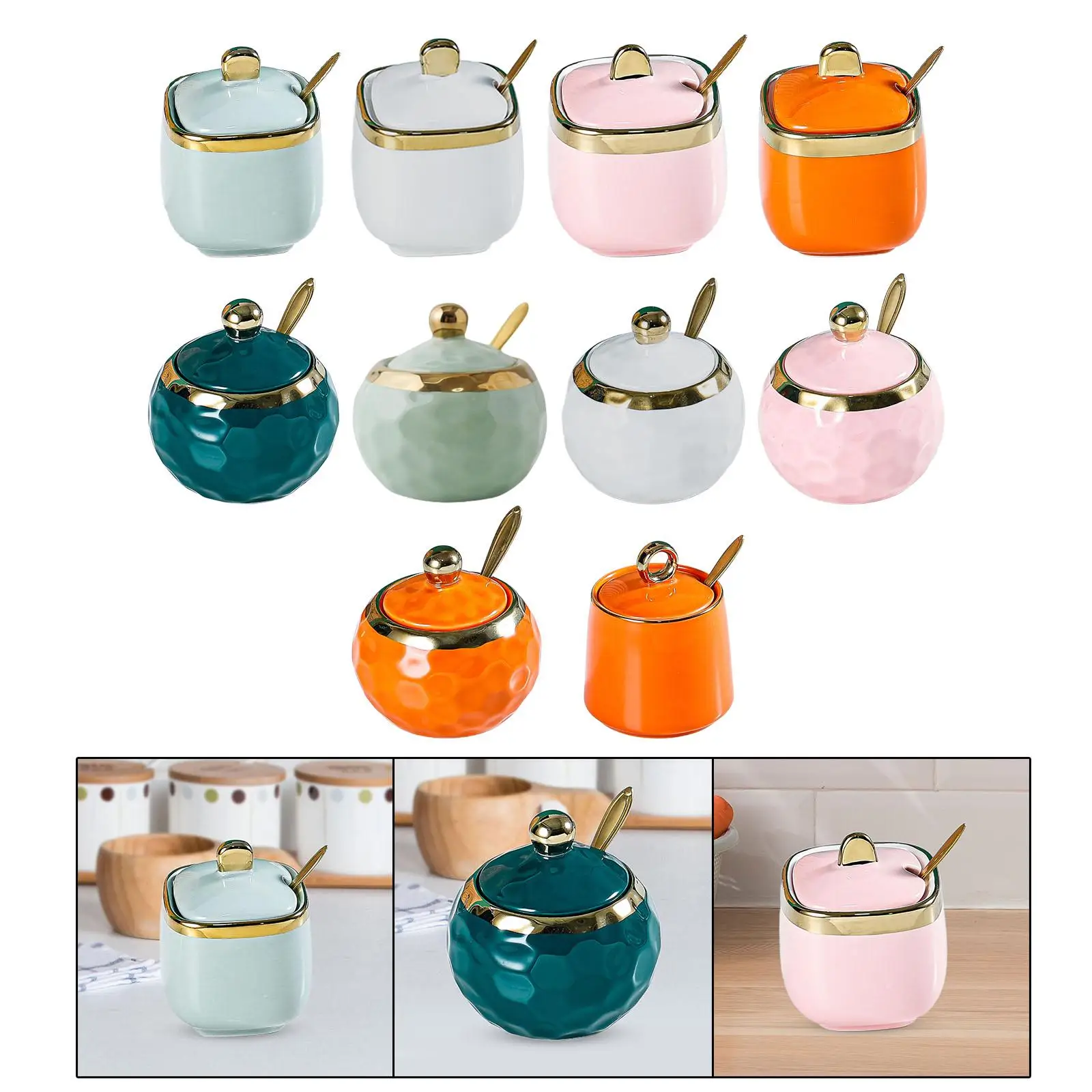 Porcelain Sugar Bowl ceramic condiment pot Ceramic Condiment Pot for Restaurant Countertop Kitchen