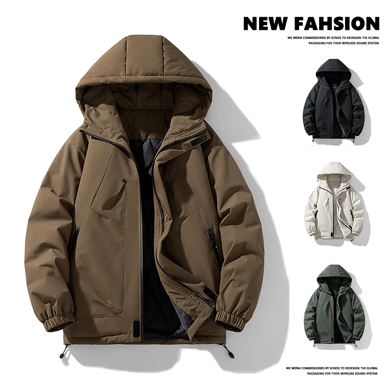 Outdoor Jacket Men's Autumn Winter Hooded Loose Casual Plus Size 8xl