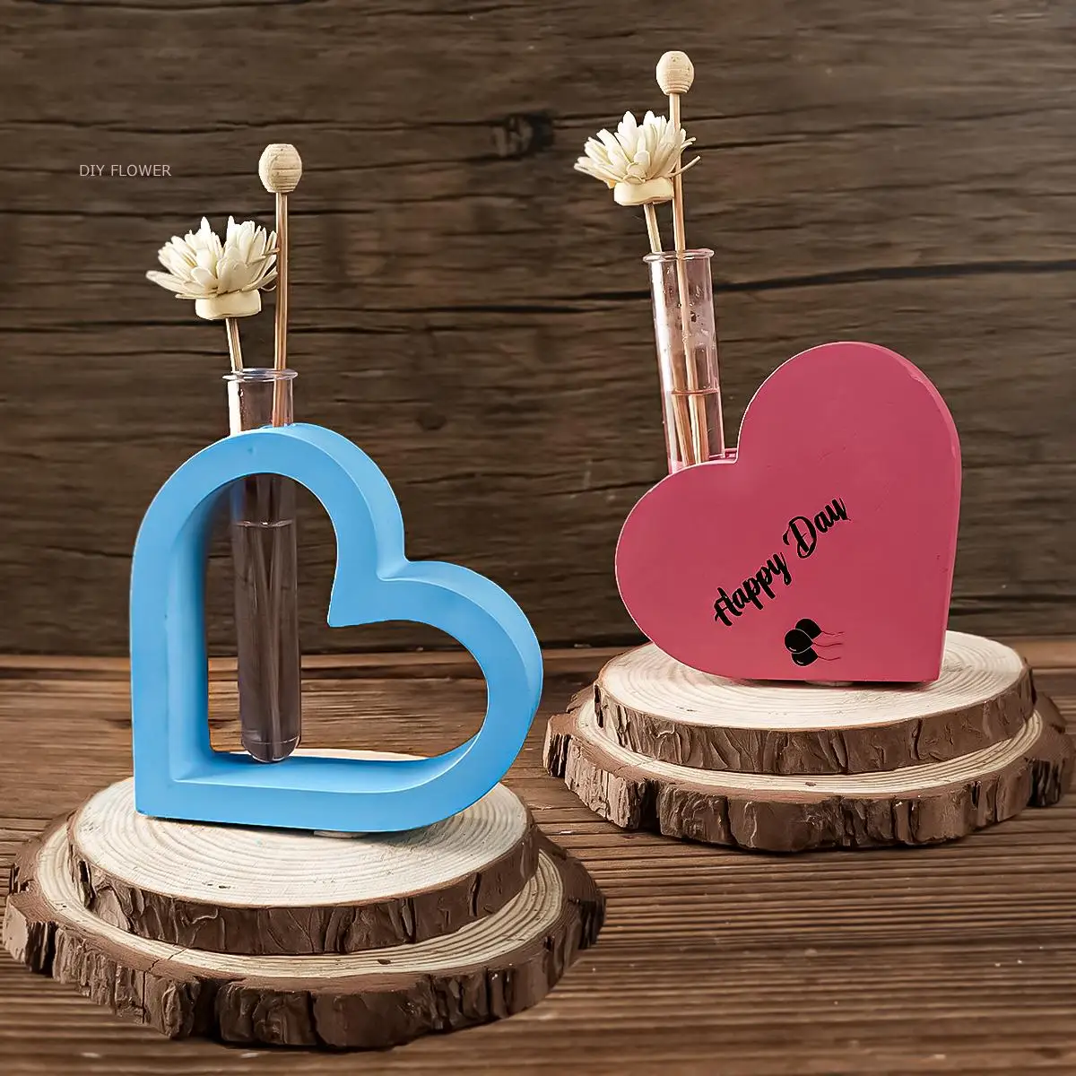 Silicone Mold Heart Hydroponic Vase DIY Handmade Hollow Love Shaped Aromatherapy Flower Arrangement