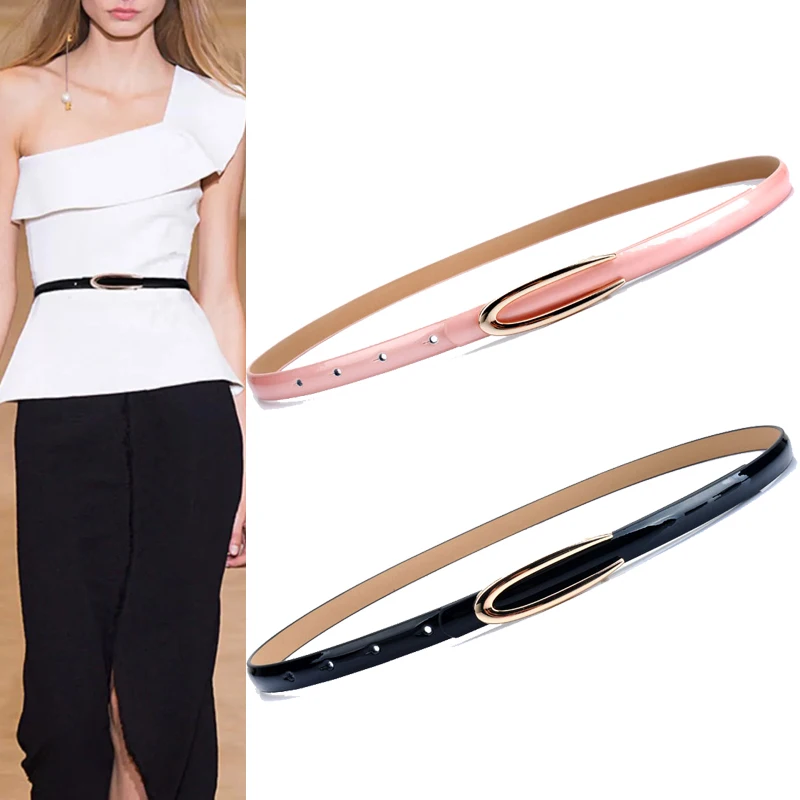 Elegant Gold Buckle Genuine Leather Women's Belt