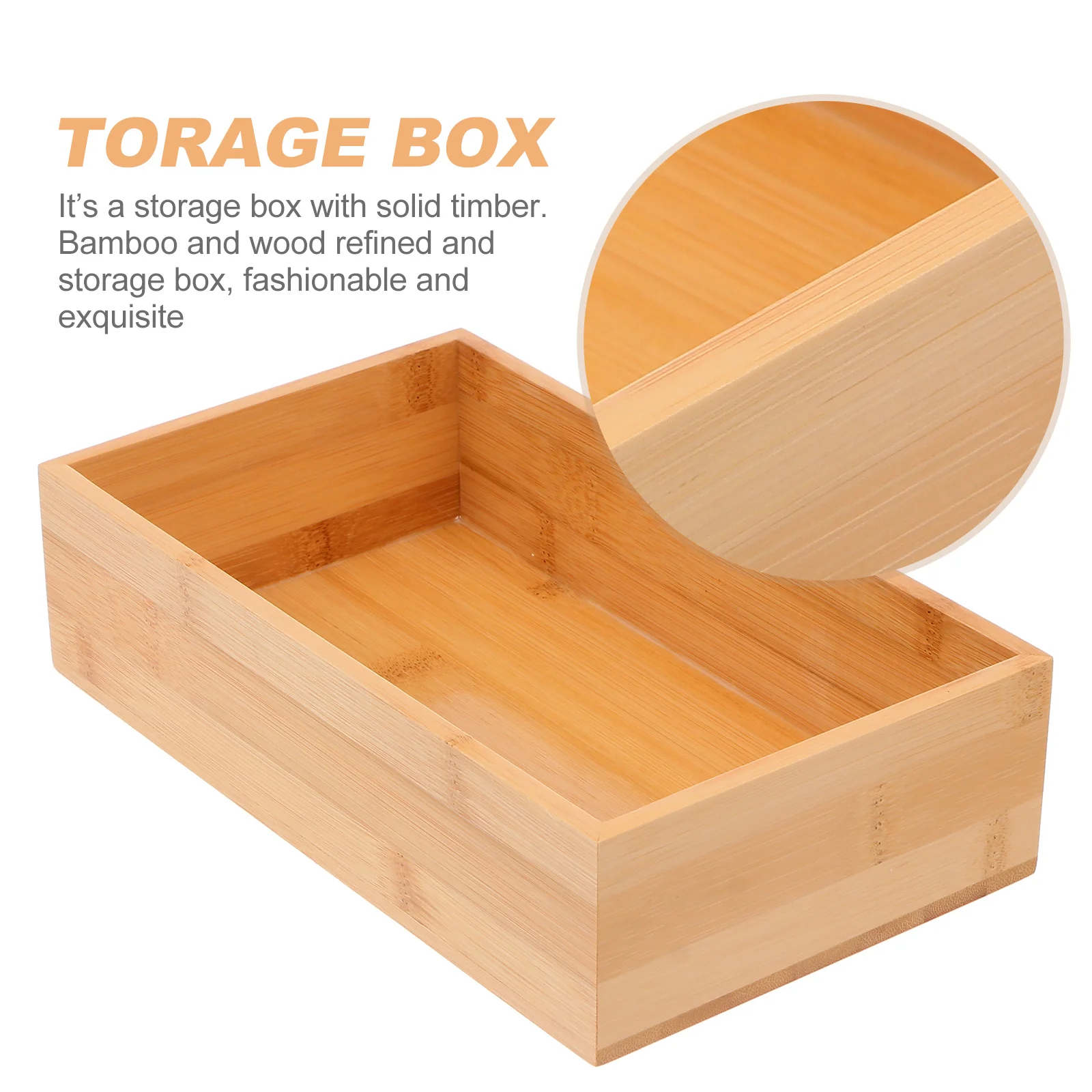 

Bamboo Storage Box Wood Desktop Finishing Living Room Decoration Office Container