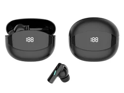 Wireless Bluetooth Earphones with HiFi Stereo Sound and Power Display (Black)
