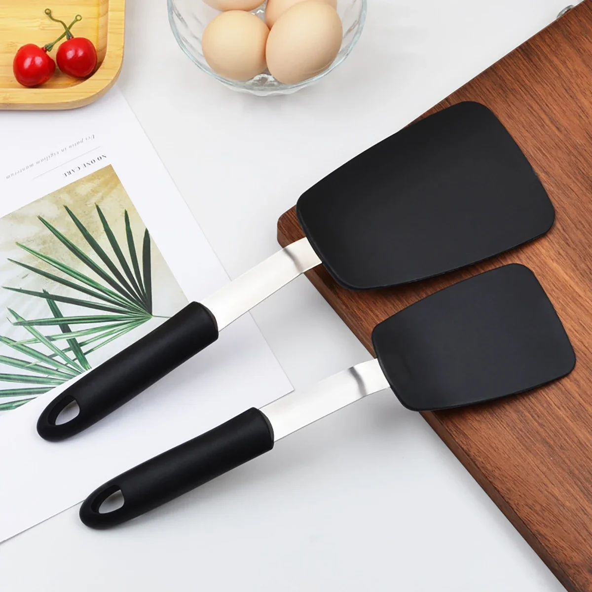 Frying Shovel Leaking Shovel Cooking Utensils Stainless Steel Silicone Kitchenware Set Fried Fish Steak Spatula Cooking Tool Set