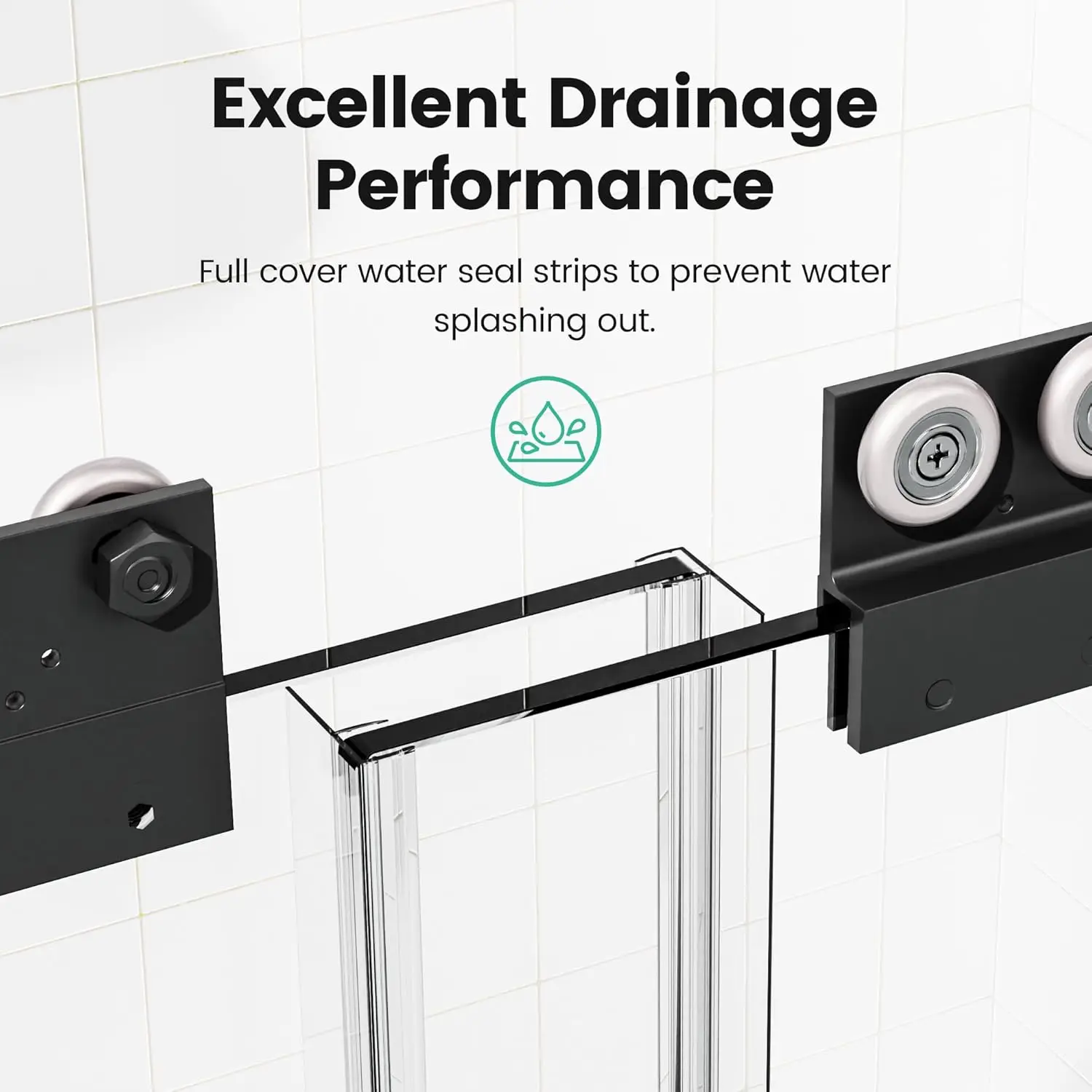 Shower Door, 56-60" W x 72" H, Aluminum Frame Double Sliding Shower Door, 1/4" (6mm) Thick Glass Shower Door 3