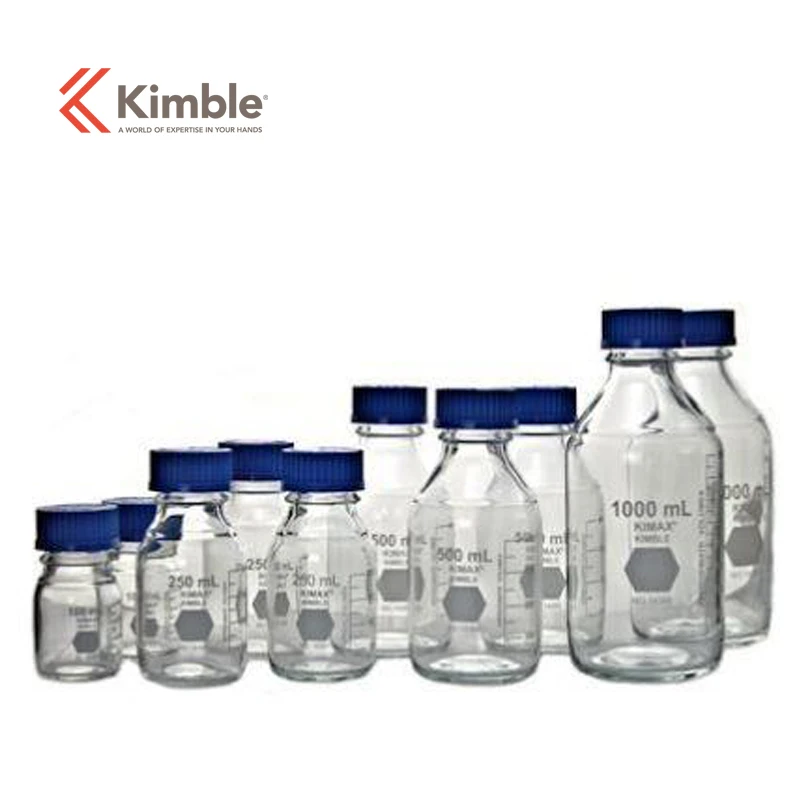 

Kimble Multipurpose Lab Glass Blue Cap Reagent Bottle High Borosilicate 3.3 Glass Chemical Resistance Sturdy Durable