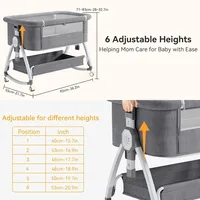 Baby Bassinet 4-in-1 Convertible Bedside Crib, with Mosquito Net & Rocking Mode | 6 Adjustable Heights, Breathable Mesh 2