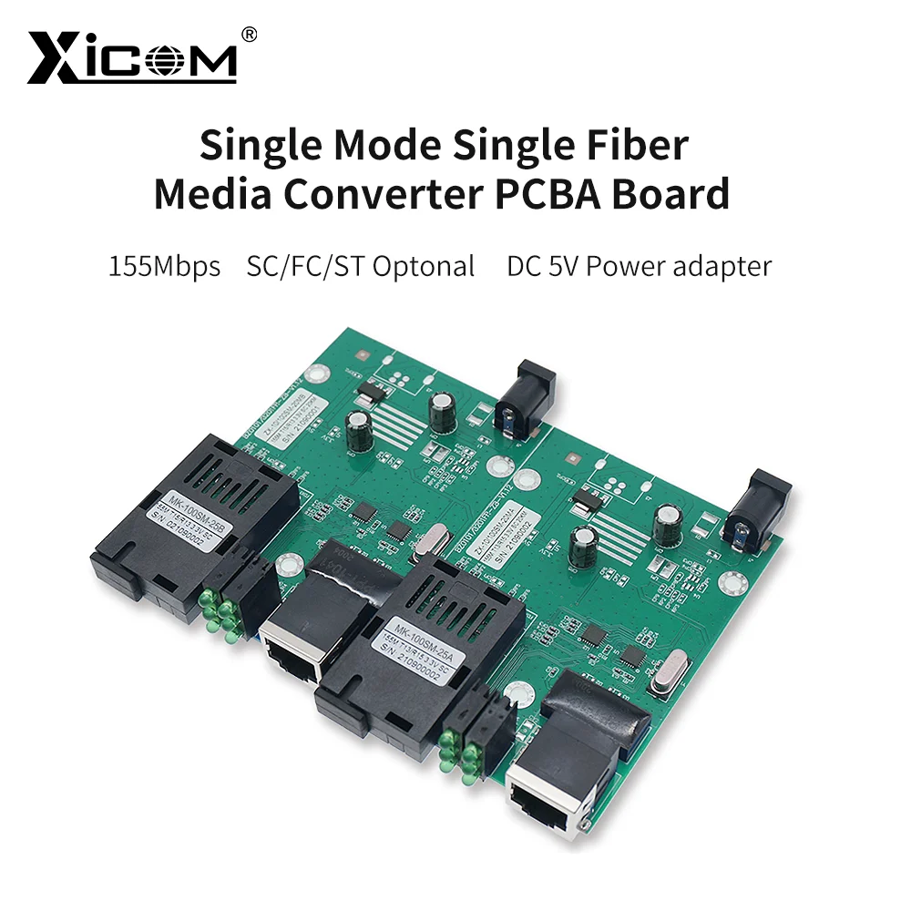 PCBA placa metro switch fibra 10/100M 25KM Singlemode Fiber Optical Media Converter SC Ethernet Fiber Switch 1 Fiber 1 RJ45 Port